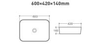 Раковина керамическая накладная AM310-T  600x420x140 ART&MAX