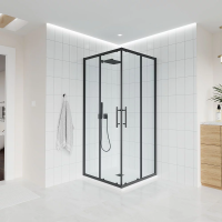 Душевой угол раздвижной E3-B-8080-01-C9 800х800x1950 Цвет профиля Чёрный матовый Стекло  Прозрачное Veconi