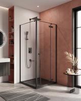 Душевой уголок, квадратный LINER-A-1-90-C-NERO-R 900x900x1950 Cezares