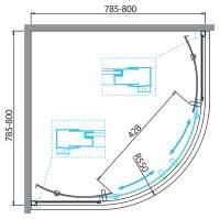Душевой уголок радиальный DUE-R-2-80-C-Cr 800x800x1900 BelBagno