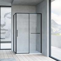 Душевой уголок квадратный/прямоугольный  Slim Soft VSR-1SS8011CLB 1100x800x2000 цвет черный стекло прозрачное Vincea