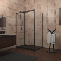 Душевой угол раздвижной прямоугольный RV046B-145120-01-C5 1450х1200х1950 Цвет профиля Чёрный  Стекло Прозрачное Veconi